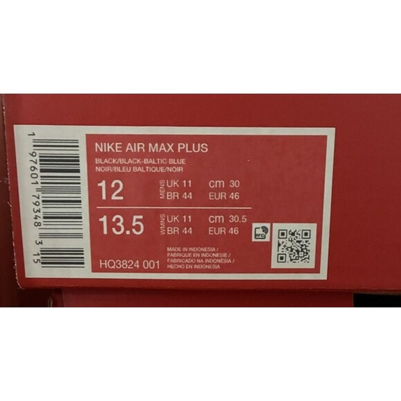 Nike Air Max Plus \'Shark Attack\' Men Size 12 Blue Black Shoes HQ3824-001